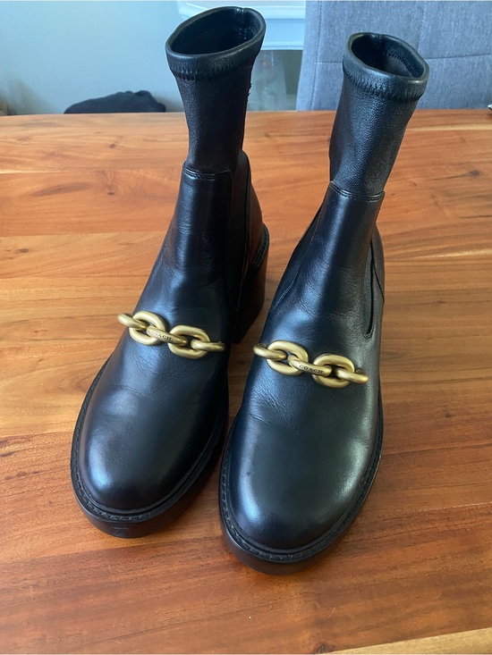 Coach Shoes - COACH Kenna Boots Black Leather Platform Ankle Bootie size 11 leather